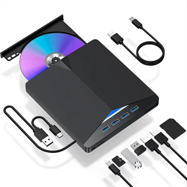 7 em 1 USB 3.0 Tipo C Externo CD DVD RW Unidade Óptica Gravador de DVD Leitor Player Super Unidade Óptica Para PC Laptop Notebook