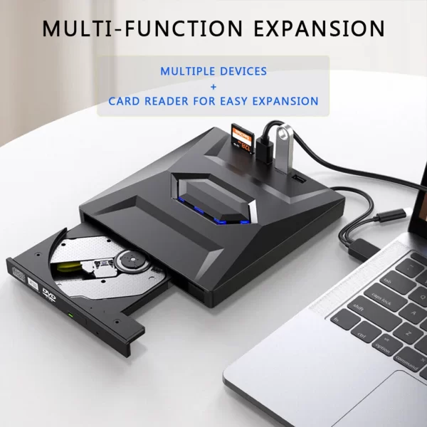 7 em 1 USB 3.0 Tipo C Externo CD DVD RW Unidade Óptica Gravador de DVD Leitor Player Super Unidade Óptica Para PC Laptop Notebook - Image 6